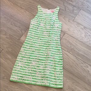 Lilly Pulitzer green + white stripe dress, size 2
